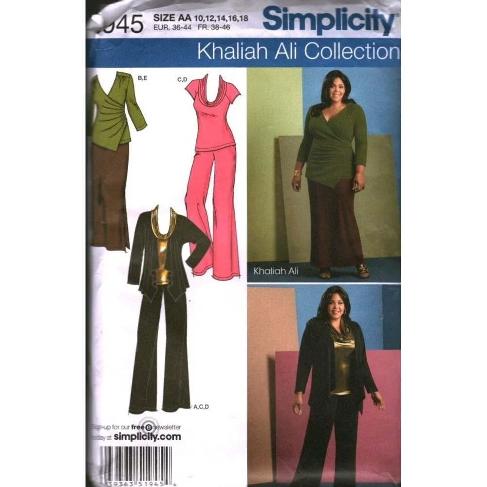 Simplicity 1945 Khaliah Ali Collection Sewing Pattern Pants Skirt Tops Cardigan